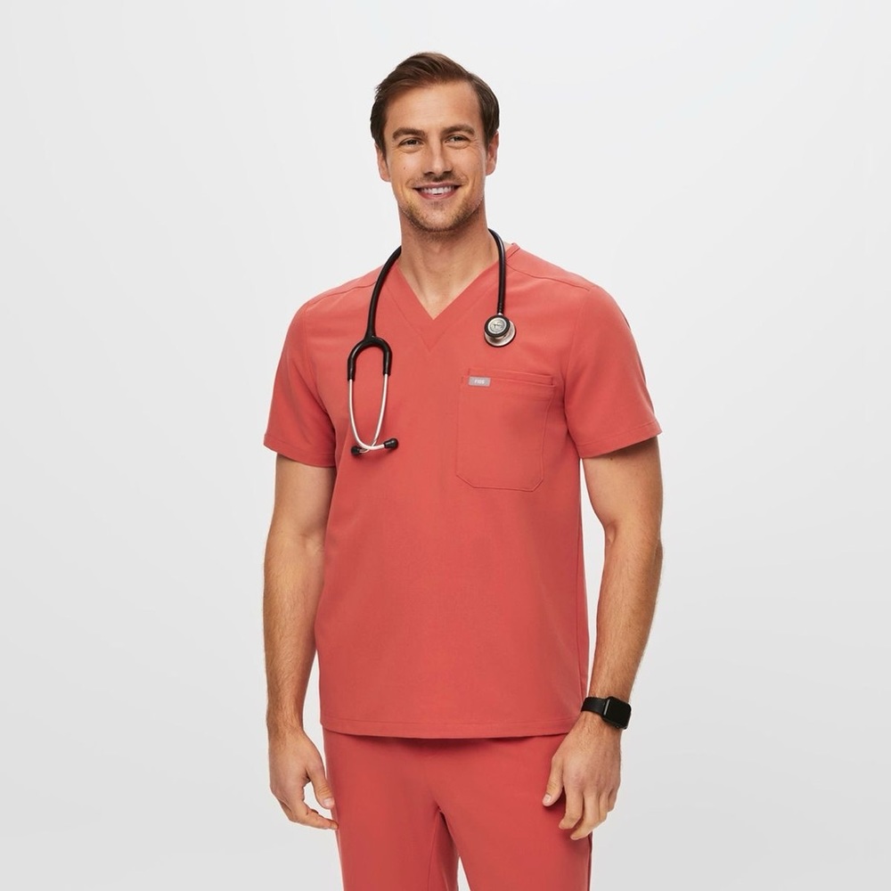 Men’s clay orange Figs scrub set top Large pants medium tall